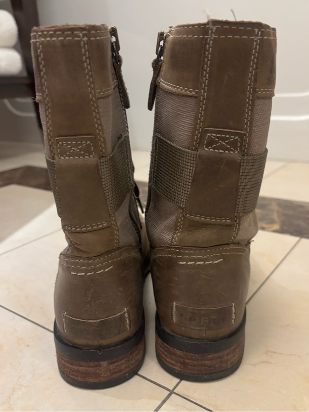 Sorel Taupe Brown Lace-Up Waterproof Ankle Boots - Picture 4 of 5